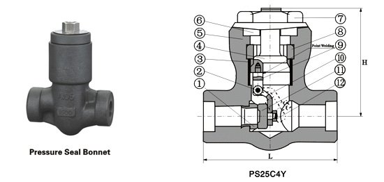 pressure seal swing check valve